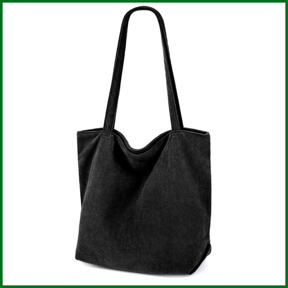 Handbags - Corduroy Tote Bag Large Capacity Hobo Shoulder Bag Zipper Vintage Casual